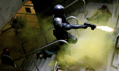 Rough justice … Karl Urban as the eponymous Judge in Dredd