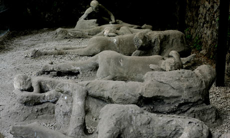 Plaster casts of victims in Pompeii