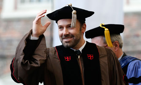 Ben Affleck receives an honorary degree at Brown University, Rhode Island, in May.