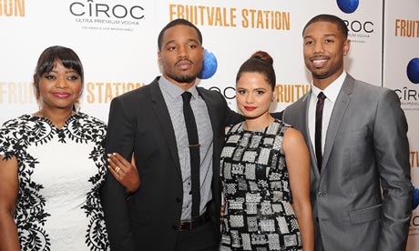 Director Ryan Coogler (second left) and lead Michael B Jordan with actors Octavia Spencer and Meloni