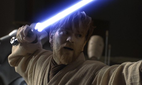 Ewan McGregor with a lightsaber in Star Wars: Episode III Revenge of the Sith