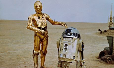 Shifting sands … C-3PO and R2-D2 on Tatooine in the Star Wars Episode IV: A New Hope