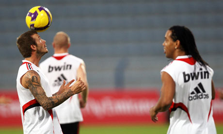 Beckham Ronaldinho on David Beckham Trains With Ac Milan Team Mate Ronaldinho  Photograph