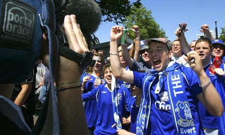 Television cameras film FA Cup final fans
