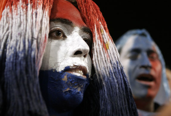 World Cup qualifiers: A fan with his face painted with the colors of the Costa Rican flag