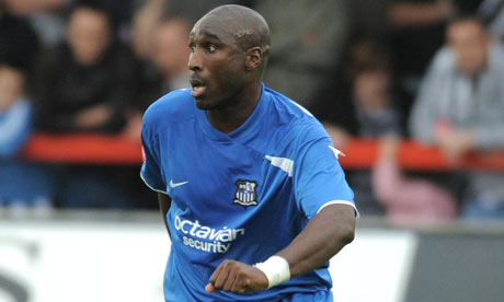 Sol Campbell pictured during his one appearance for Notts County