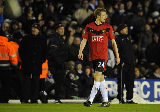 Birmingham: Darren Fletcher looks on in dismay after his sending off