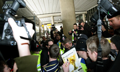 David Beckham arrives at Manchester Airport 