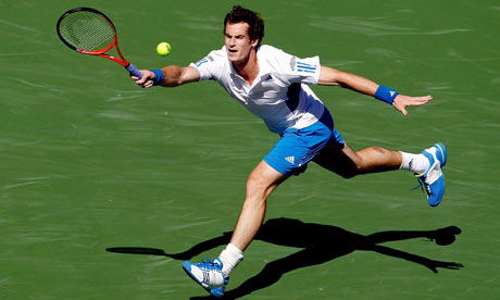Andy Murray. Andy Murray stretches for the