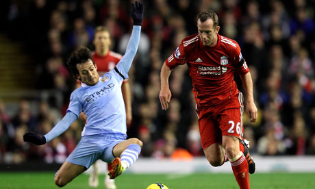 Liverpool's Charlie Adam, right, was part of the midfield that snuffed out David Silva