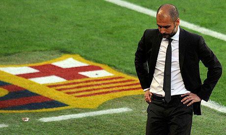 Un Pep Guardiola sul banco degli imputati dopo la sconfitta in casa contro il Real Madrid (Foto Reuters)