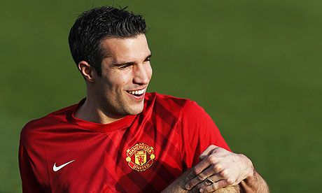 Robin van Persie during Mondays training session in Qatar, where the 