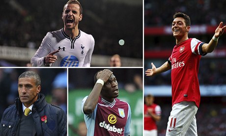 Roberto Soldado, Mesut Ozil, Chris Hughton and Christian Benteke