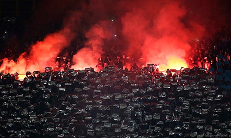 Napoli fans burn flares