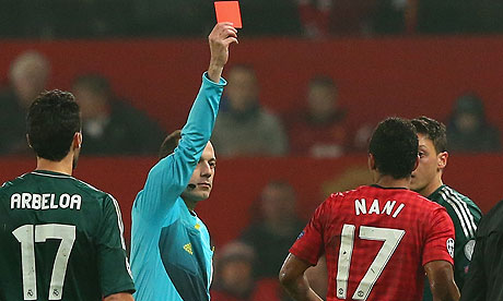 Nani is sent off