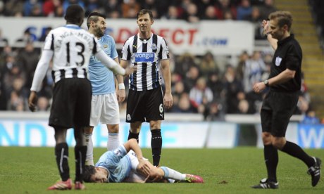Samir Nasri was injured during Manchester City's 2-0 victory at Newcastle United