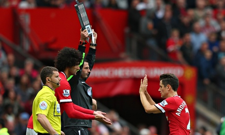 Marouane Fellaini replaced Ander Herrera in Manchester United's game against Swansea City