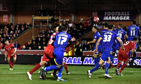 Steven Gerrard scores Liverpool's second goal against Wimbledon in the third round of the FA Cup