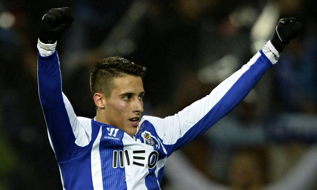 Porto's Cristian Tello celebrates his second goal in the win over Sporting Lisbon