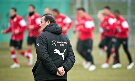 The Stuttgart coach, Huub Stevens, and his side face a tough game against Frankfurt this weekend