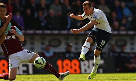 Harry Kane, who was given the Tottenham captaincy against Burnley, tries his luck with a shot