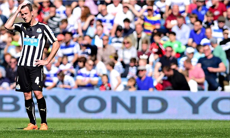 Newcastle United's Ryan Taylor cuts a dejected figure after QPR's second goal at Loftus Road