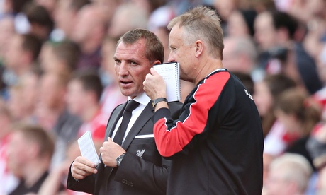 The Liverpool manager, Brendan Rodgers, left, brought Sean O'Driscoll into his backroom team in July