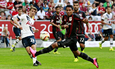 Tom Carroll scores Tottenham's second goal in the Audi Cup third-place play-off against Milan
