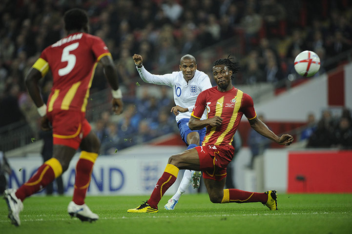 England v Ghana: Ashley Young shot is saved by Kingston