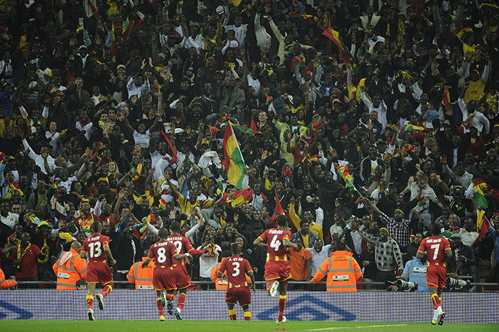 England v Ghana: Ghanaian fans go wild as Gyan goes to celebrate with them