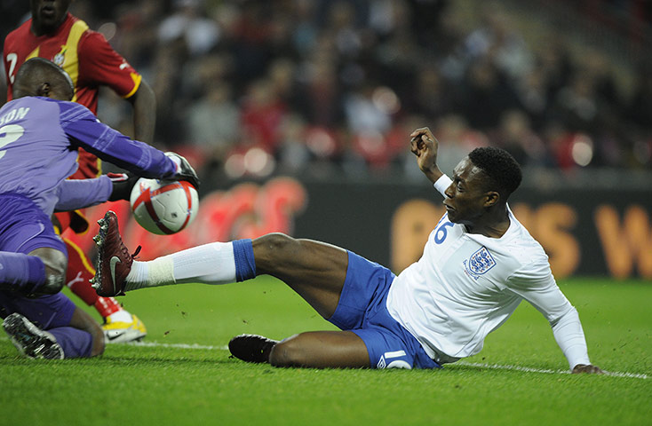 England v Ghana: Danny Welbeck just misses a chance to score