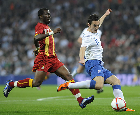 England v Ghana: Stewart Downing misses a great chance to put England ahead