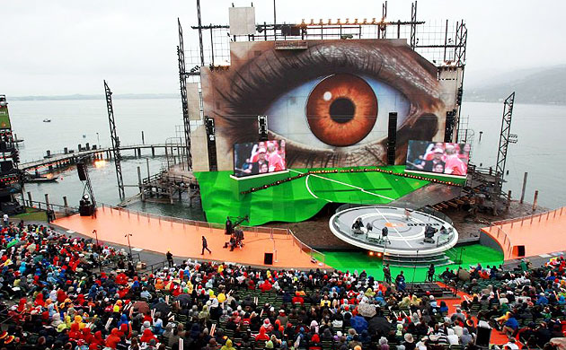 Austrian fans watch the action on the big screen