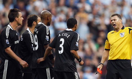 Mark Halsey and Chelsea players