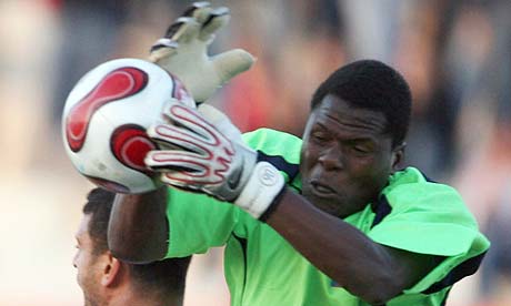 Zimbabwe Dynamos goalkeeper Mania Wilards catches the ball during his side's victory over Etoile du Sahel in the African Champions League