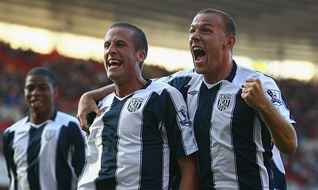 Jonas Olsson celebrates scoring West Brom's winner