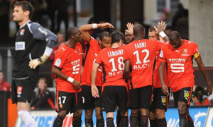 Rennes celebrate defeat of Lyon