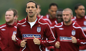 Rio Ferdinand and the England squad train