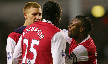 Arsenal's William Gallas, Emmanuel Adebayor, Nicklas Bendtner