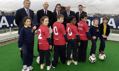 Trevor Brooking, Lord Triesman, Fabio Capello, Brian Barwick and Paul Thorogood