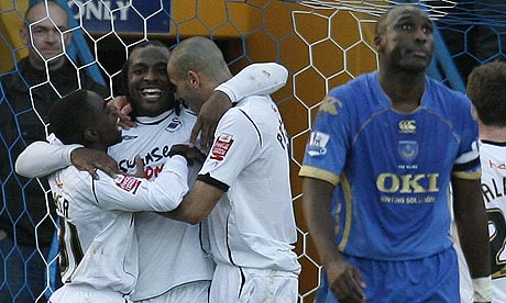 Swansea players celebrate