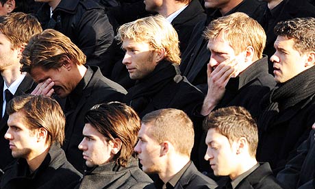 German international players attending the memorial service for Robert Enke
