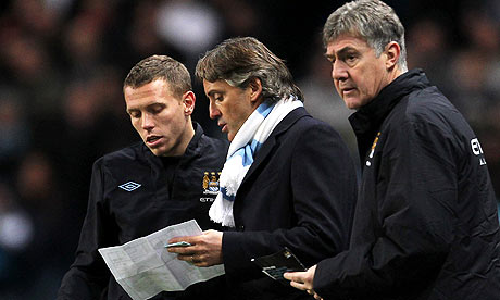 Craig Bellamy, Roberto Mancini and Brian Kidd
