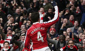 Cesc Fabregas produced a dazzling performance as Arsenal defeated Aston Villa