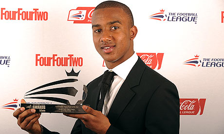 Leeds United's Fabian Delph with the FourFourTwo Young Player of the Year award