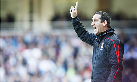 Sunderland manager Ricky Sbragia during his side's 2-0 defeat at West Ham.