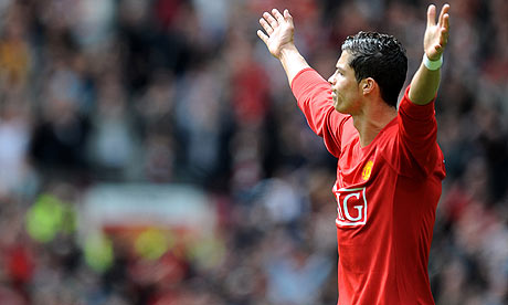 Cristiano Ronaldo celebrates scoring against Manchester City