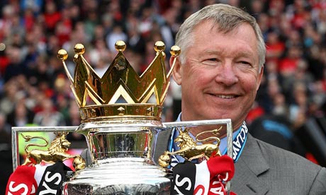 Sir Alex with the 11th Premier League trophy