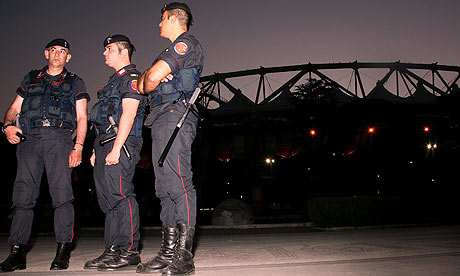 Carabinieri patrol the Stadio Olimpico Photograph Franco Origlia Getty 