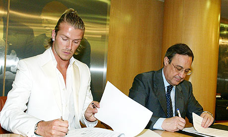 Florentino Perez signs David Beckham in 2003 